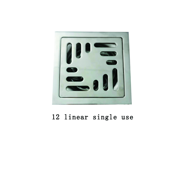 Square 6mm Thick 4 Inch 201 Stainless Steel Apple Pattern Bathroom Shower Floor Drain with Copper Odor Proof Self Seal Core