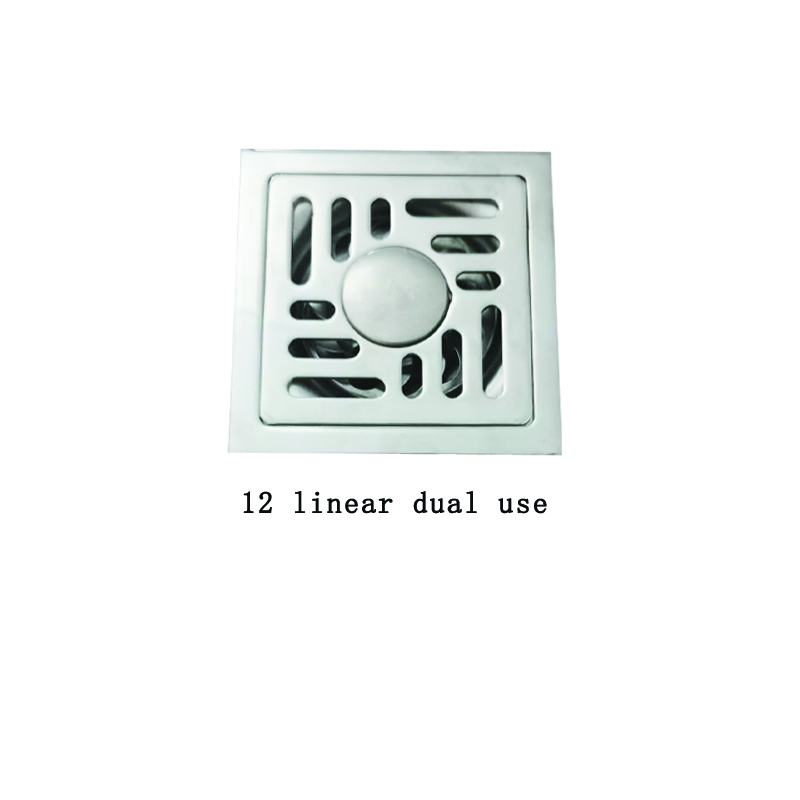 Square 6mm Thick 4 Inch 201 Stainless Steel Apple Pattern Bathroom Shower Floor Drain with Copper Odor Proof Self Seal Core