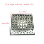 20*20 Cm 2 Mm Thickening 304 Stainless Steel Square Floor Drain with Common Odor Large Flow Core