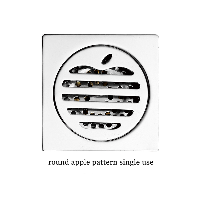 Hot Square 6mm Thick 4 santimetatra 201 Stainless Steel Round Apple Pattern Bathroom Shower Brass Anti Odor Floor Drain with Bayonet —XINZHIJIA/XUNJIA