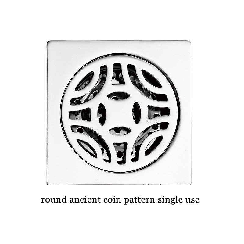 Hot Square 6mm Thick 4 santimetatra 201 Stainless Steel Round Apple Pattern Bathroom Shower Brass Anti Odor Floor Drain with Bayonet —XINZHIJIA/XUNJIA