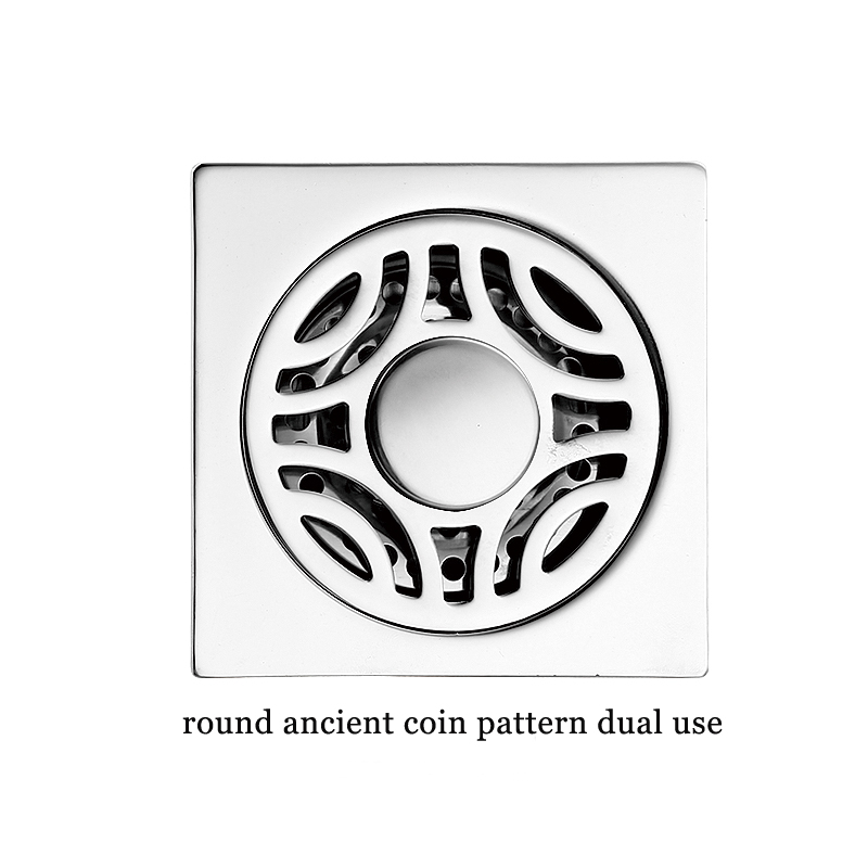 Hot Square 6mm Thick 4 santimetatra 201 Stainless Steel Round Apple Pattern Bathroom Shower Brass Anti Odor Floor Drain with Bayonet —XINZHIJIA/XUNJIA