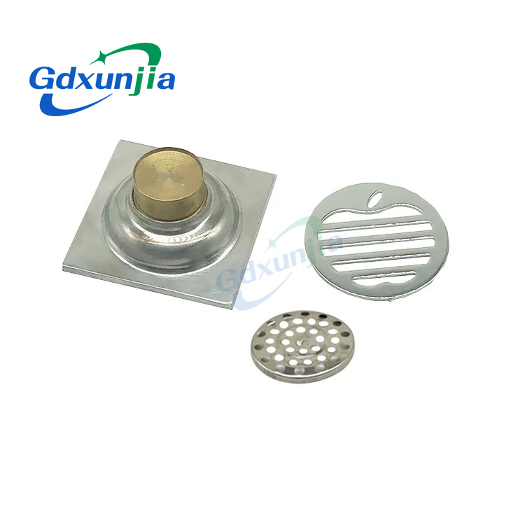 Hot Square 6mm Thick 4 santimetatra 201 Stainless Steel Round Apple Pattern Bathroom Shower Brass Anti Odor Floor Drain with Bayonet —XINZHIJIA/XUNJIA