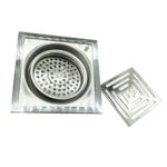 ज़ुन्जिया/झिन्झिजिया – 15 *15 सेमी 6 मिमी मोटा पैलिसेड पैटर्न 201 बड़े सामान्य गंध रोधी कोर के साथ स्टेनलेस स्टील किचन स्क्वायर फ़्लोर ड्रेन