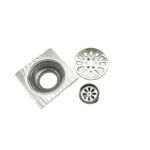 Xunjia/xinzhija – 10*10cm 2mm Thick 201 Stainless Steel Water Drop Like Square Floor Drain with Common Odor Proof Core