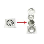 Xunjia/xinzhija – 10*10cm 2mm Thick 201 Stainless Steel Water Drop Like Square Floor Drain with Common Odor Proof Core