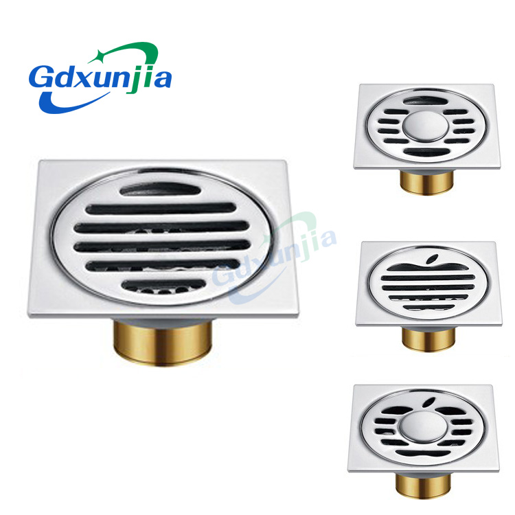 Hot Square 6mm Thick 4 santimetatra 201 Stainless Steel Round Apple Pattern Bathroom Shower Brass Anti Odor Floor Drain with Bayonet —XINZHIJIA/XUNJIA