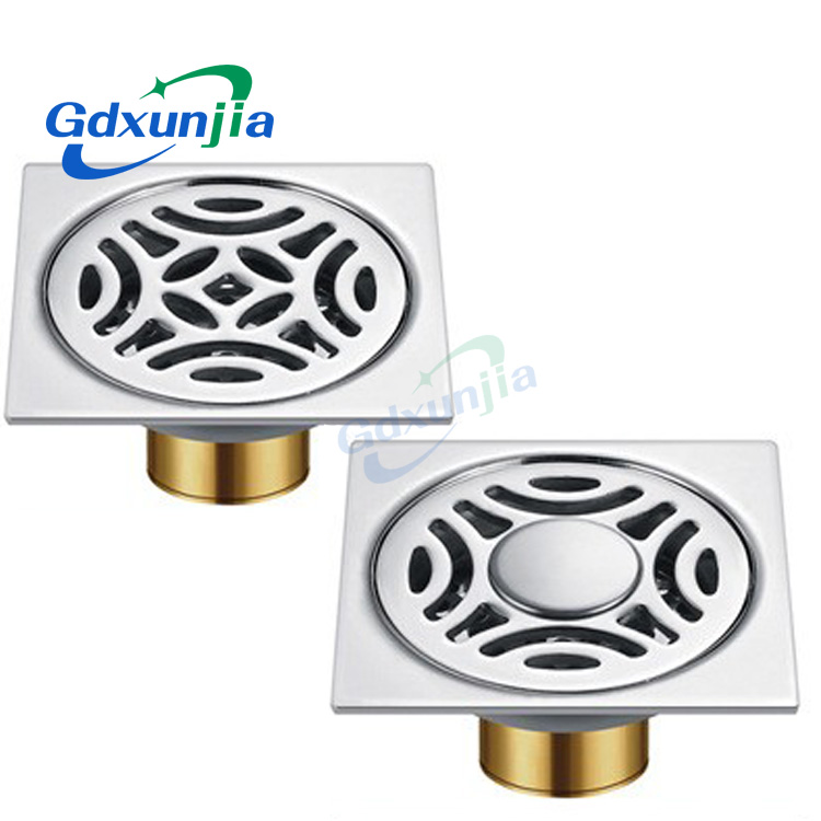 Hot Square 6mm Thick 4 santimetatra 201 Stainless Steel Round Apple Pattern Bathroom Shower Brass Anti Odor Floor Drain with Bayonet —XINZHIJIA/XUNJIA