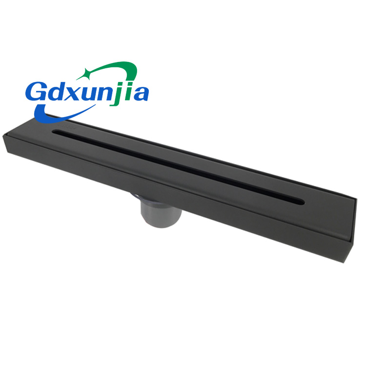 Long straight floor drain large displacement square gun gray floor drain