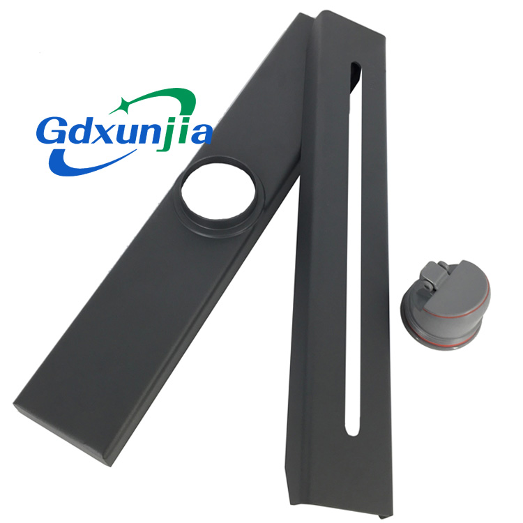 Long straight floor drain large displacement square gun gray floor drain