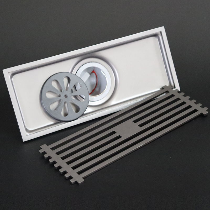 820/830 black, gun gray, nickel brushed thickened long floor drain