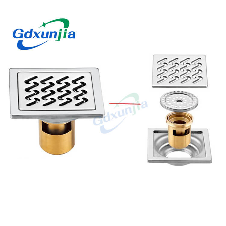 Square floor drain with copper deep water
